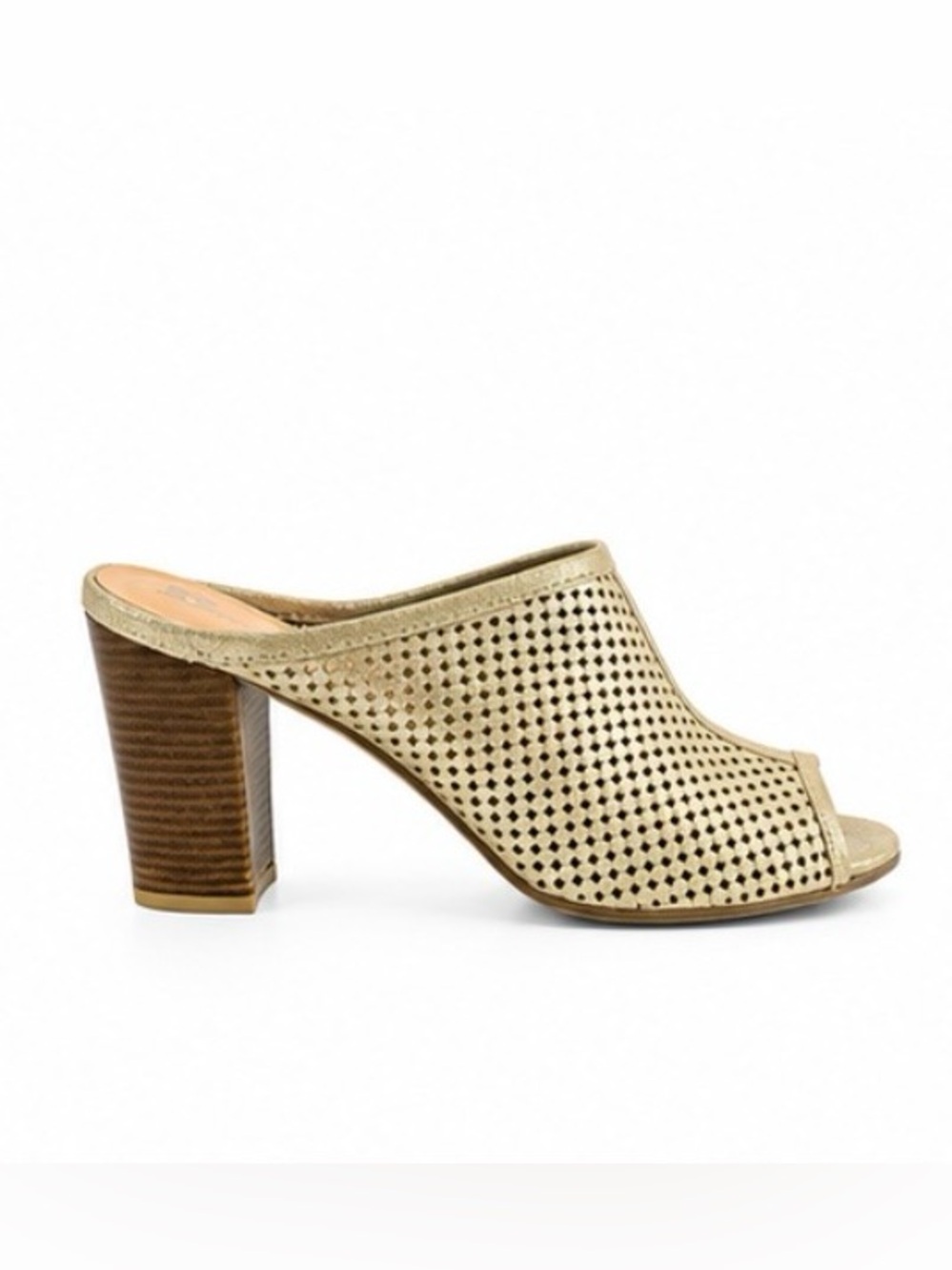 Browns Gold Metallic Perforated Mule Heels EU 41